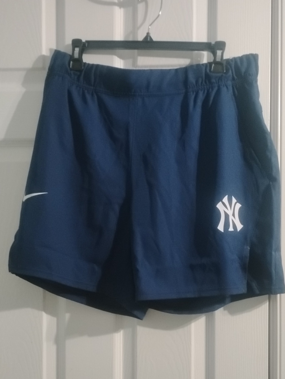 Nike MLB Navy Athletic Shorts with White Nike Emblem & Yankee Emblem, L